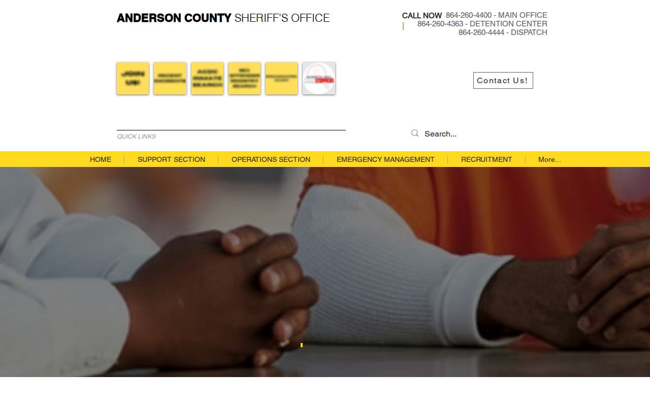 Anderson County arrest detention visitor and mail information
