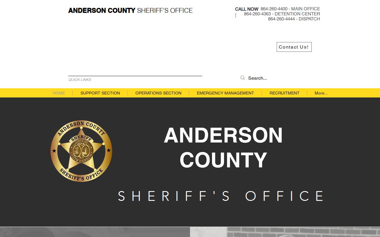 Anderson County arrest search Sheriff Office home page