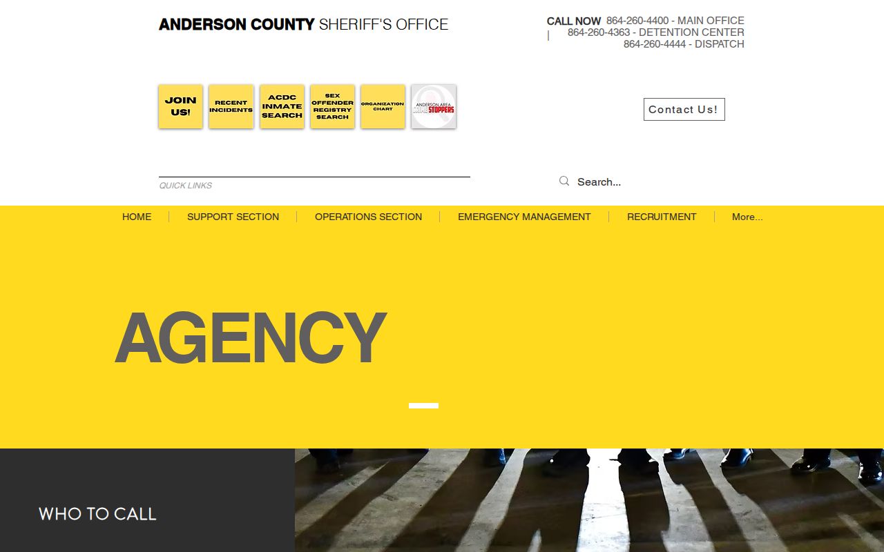 Anderson County arrest records and detention contact directory