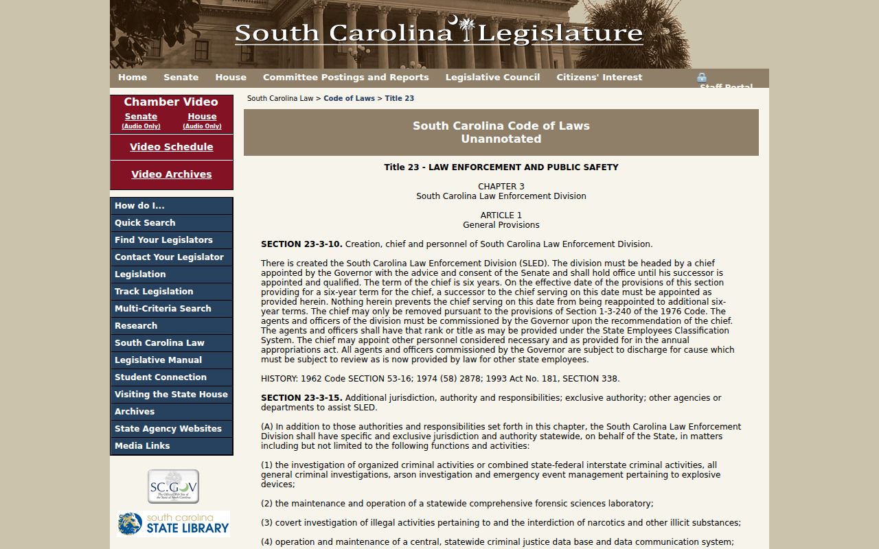 South Carolina statutes governing Anderson County sex offender records