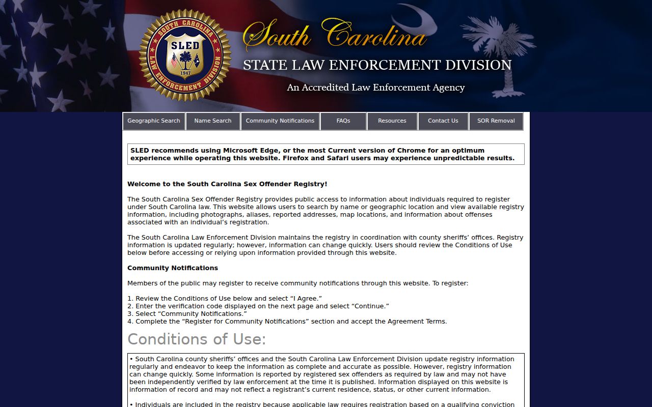 Anderson County sex offender registry search screen